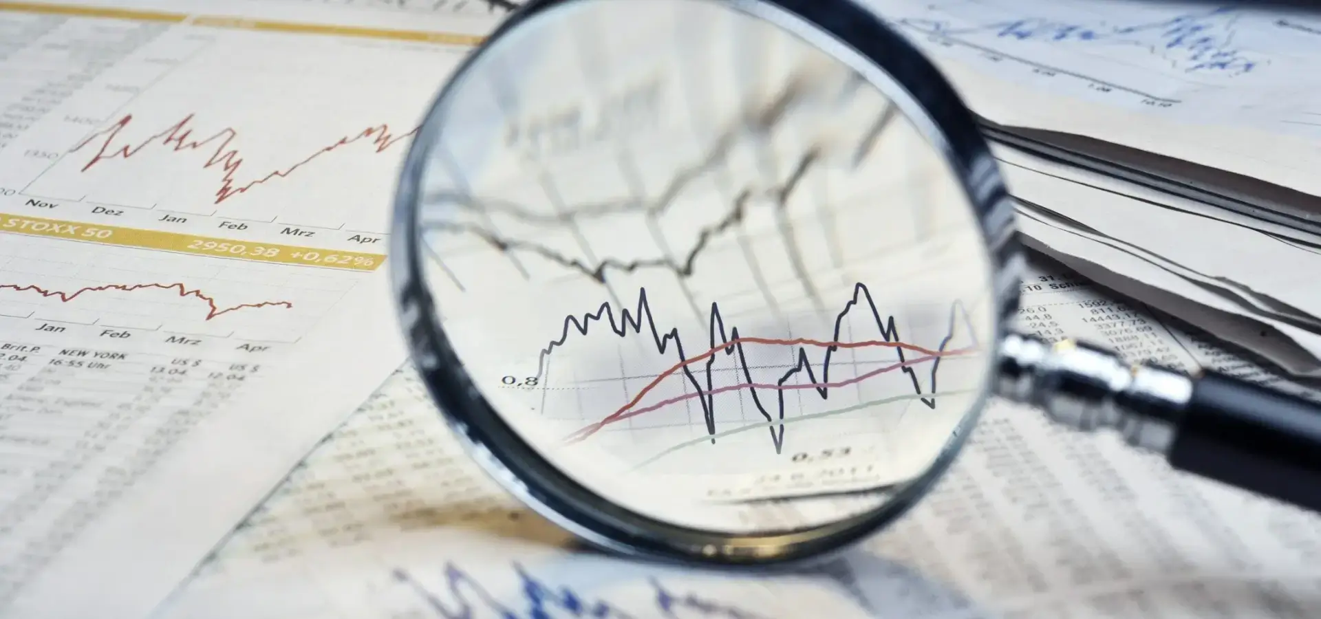 lupa skierowana na wykresy